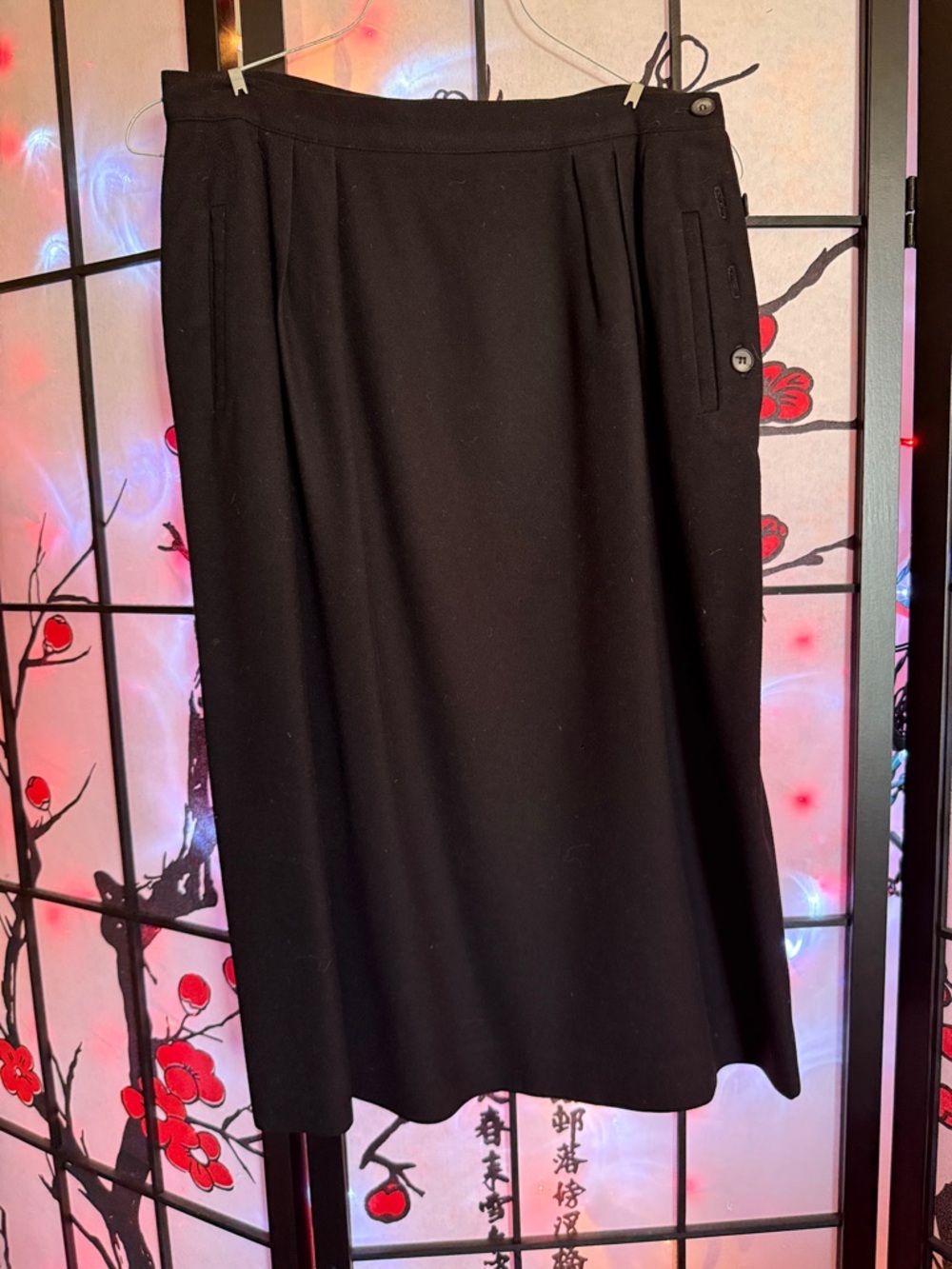 Christian Dior Vintage Classic Black Wool Women's Pencil Skirt